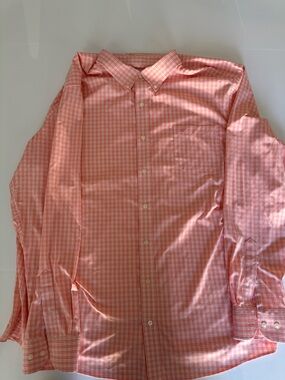 Southern Tide Men's Orange Check Performance Fabric Button-Down Shirt Size XXL